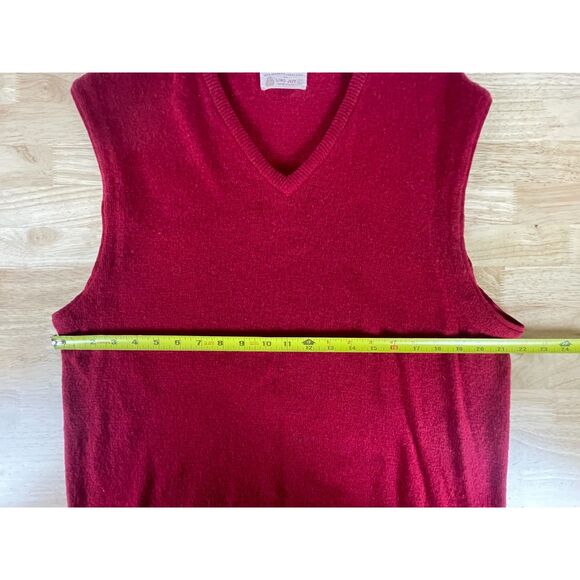Jeff Lamb Men's Size L Red 100% Wool Sweater Vest Grandpa V-Neck Knitted - Picture 5 of 5